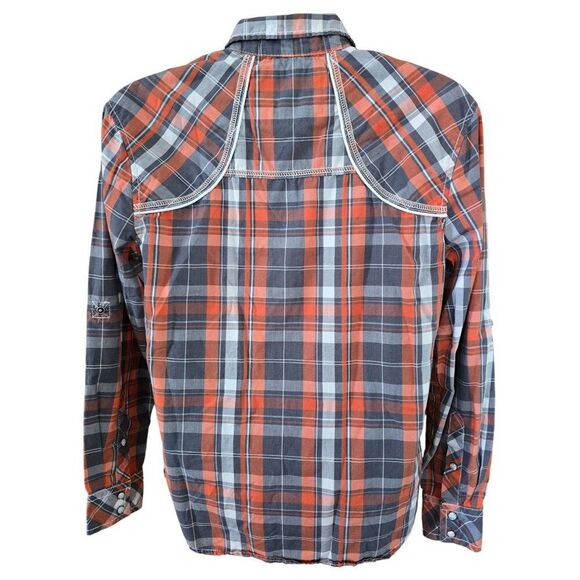 Mens BKE Western Plaid pearl Snap Button Shirt L farm wear barn horses - Picture 6 of 8